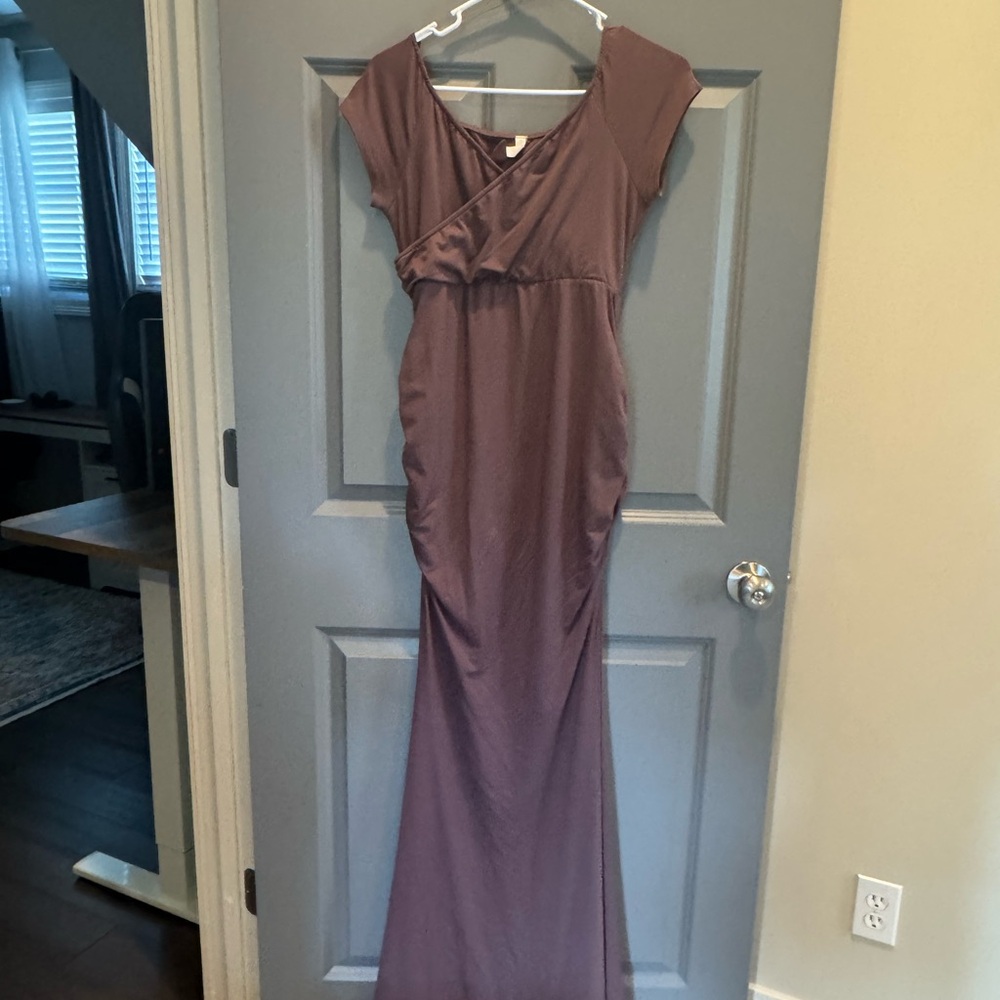 Pinkblush Mauve Cap-Sleeve Maternity Dress